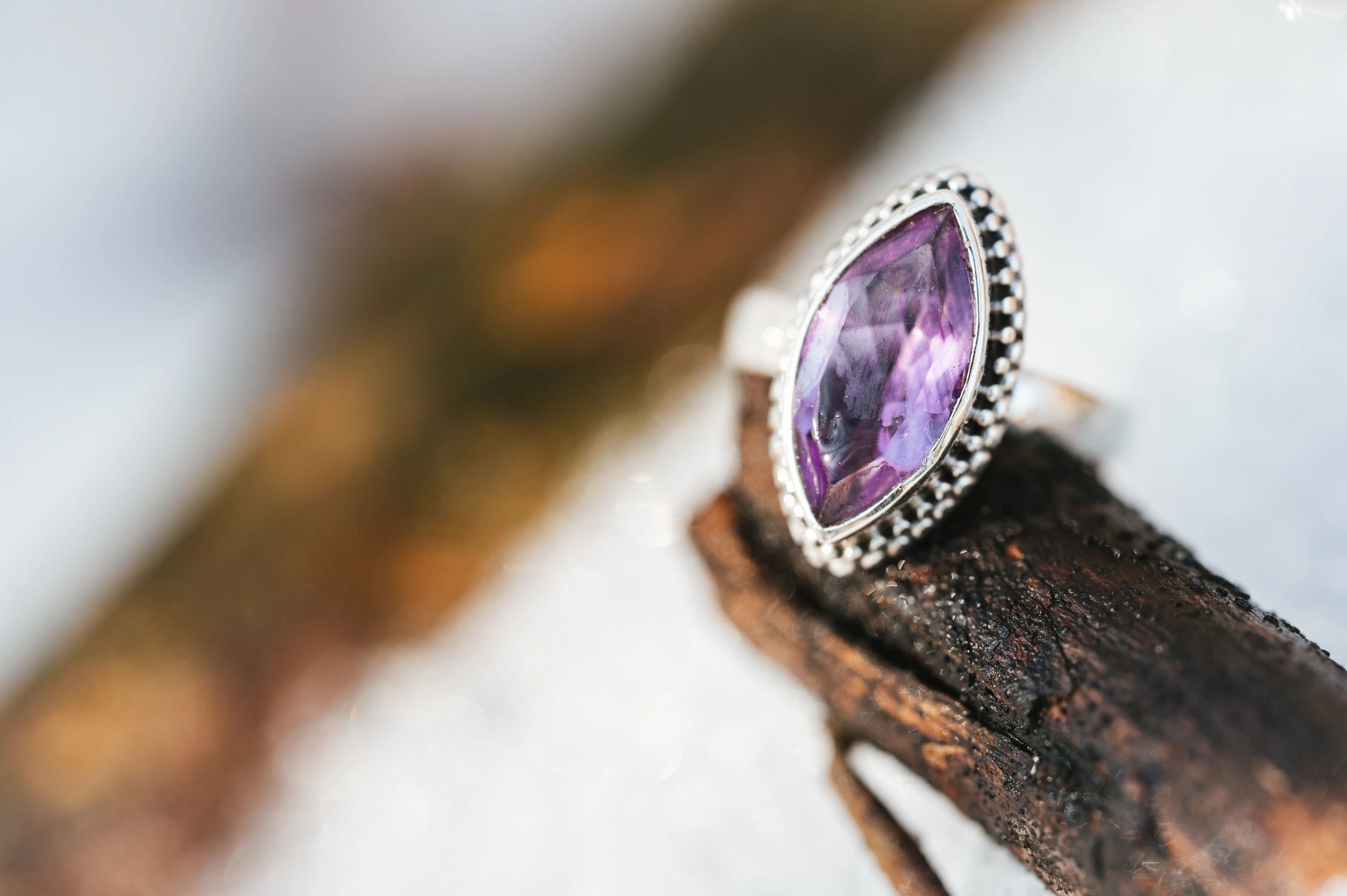 Amethyst gemstone ring in sterling silver