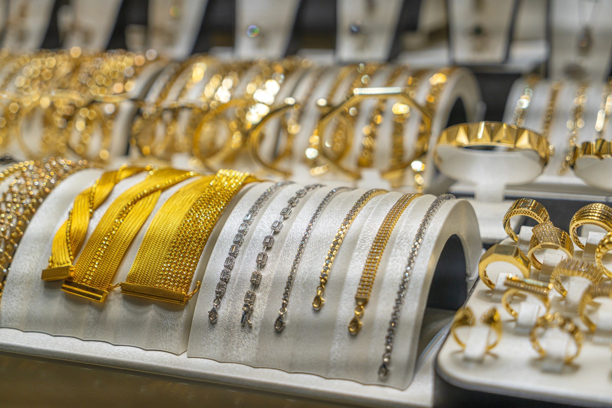 Elegant jewelry display at DMC Jewelry